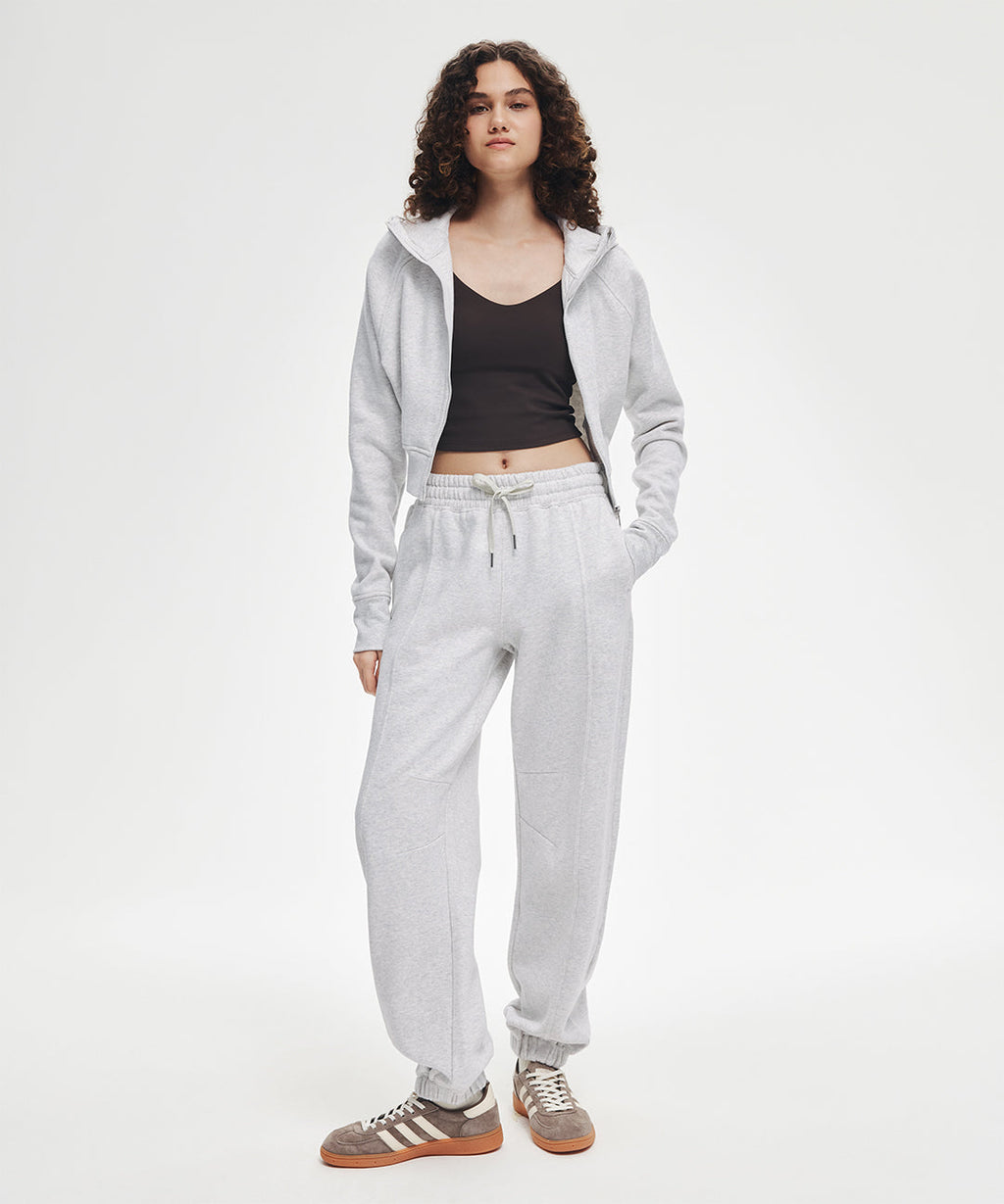 Sudadera Corta con Capucha y Cremallera Frontal