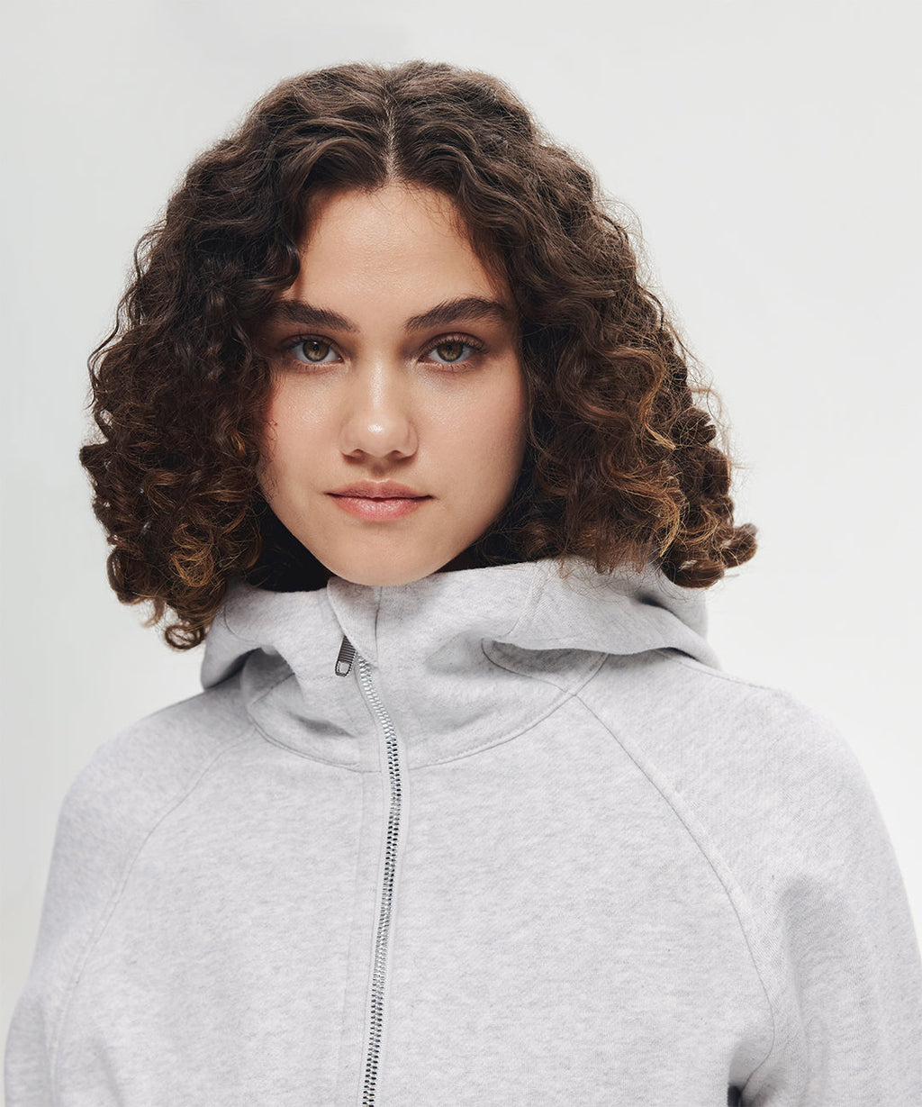 Sudadera Corta con Capucha y Cremallera Frontal