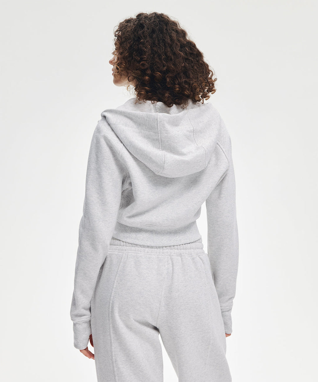 Sudadera Corta con Capucha y Cremallera Frontal