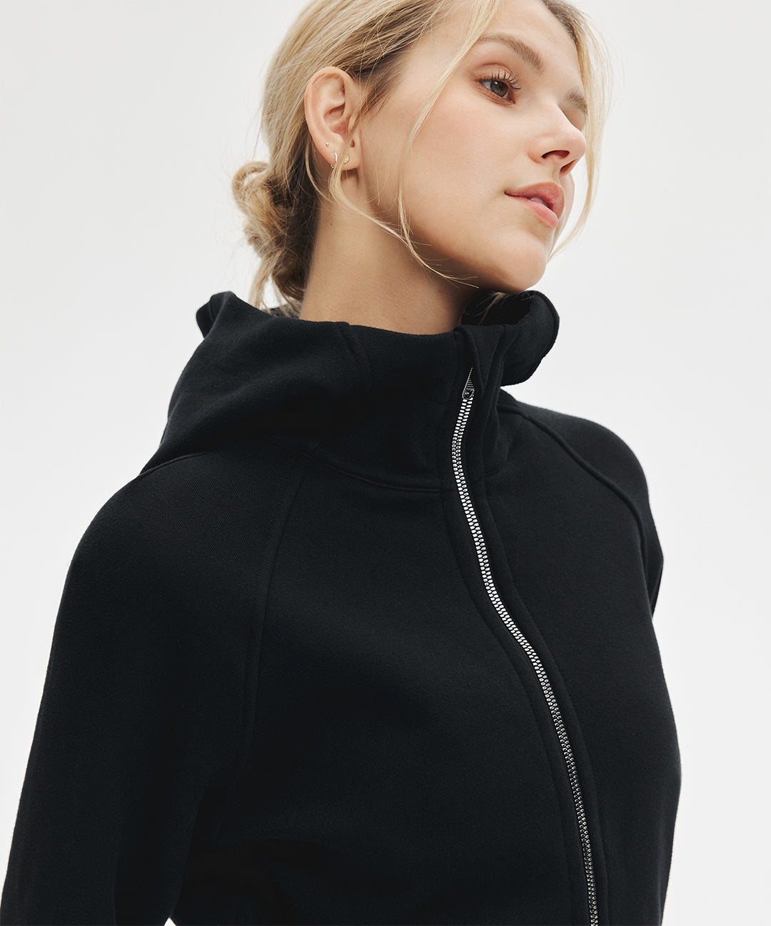 Sudadera Corta con Capucha y Cremallera Frontal