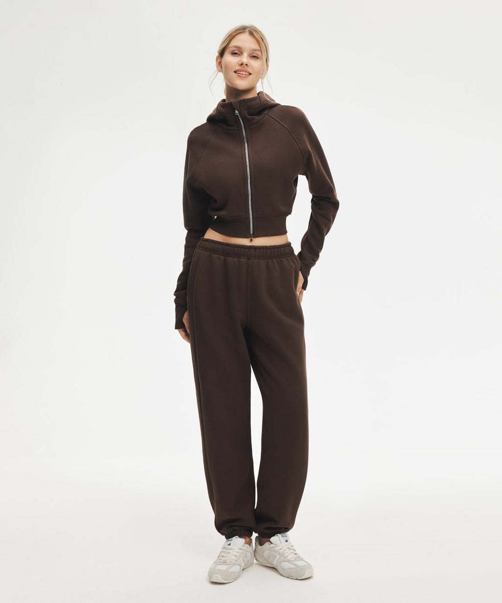 Sudadera Corta con Capucha y Cremallera Frontal