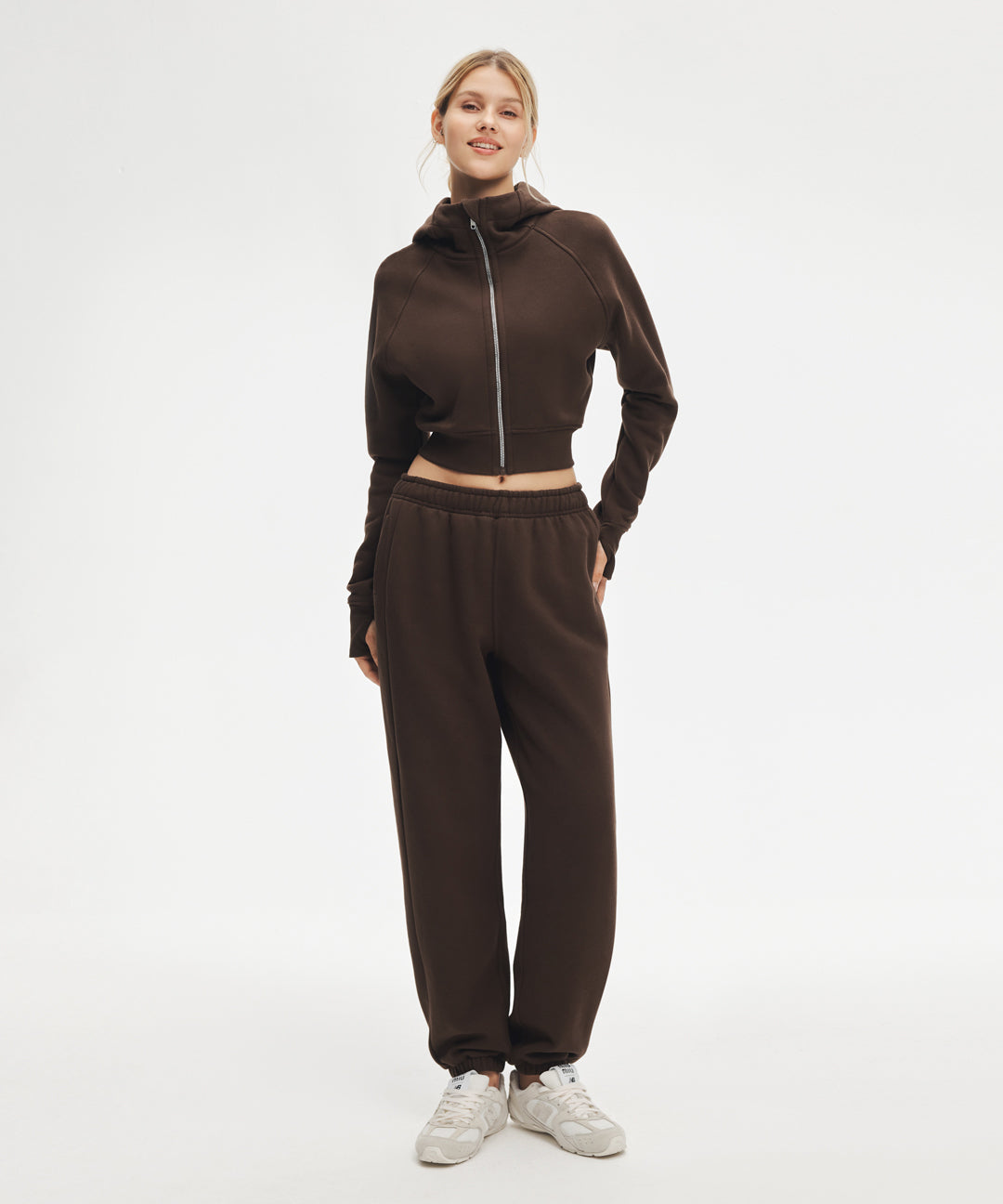 Sudadera Corta con Capucha y Cremallera Frontal