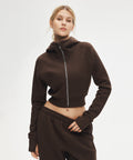 Sudadera Corta con Capucha y Cremallera Frontal