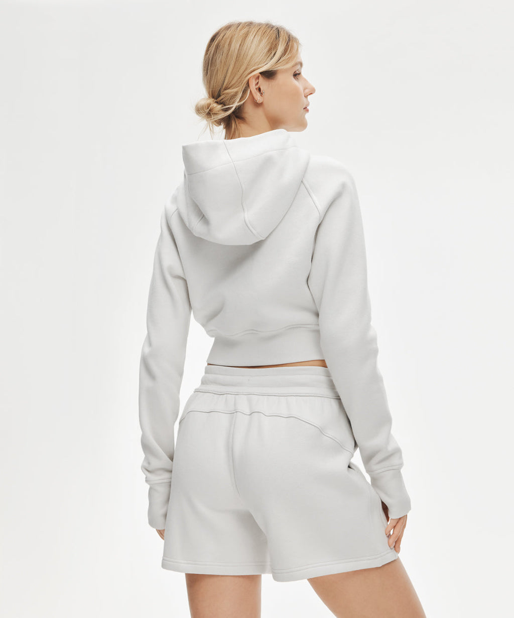 Sudadera Corta con Capucha y Cremallera Frontal
