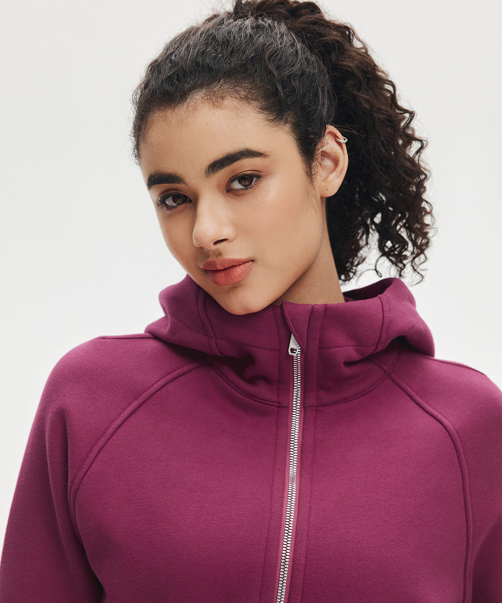 Sudadera Corta con Capucha y Cremallera Frontal