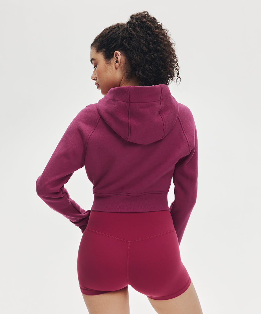 Sudadera Corta con Capucha y Cremallera Frontal