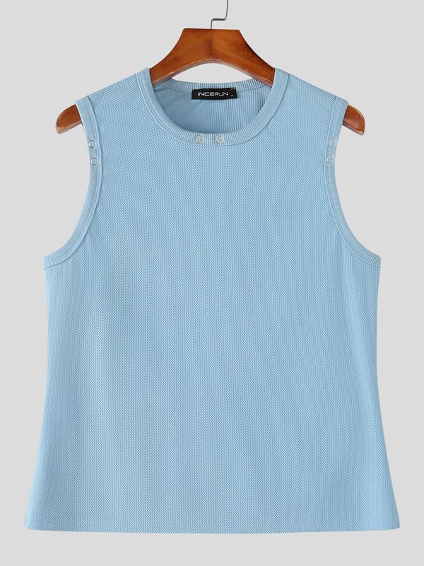 Camiseta de Tirantes para Hombre SKUL71396 de Estilo Vintage Americano, Corte Ajustado y Tejido de Punto Waffle