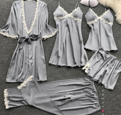 Pijama de 5 piezas de seda de hielo