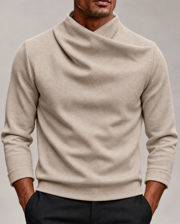 Top moderno de cuello alto cruzado