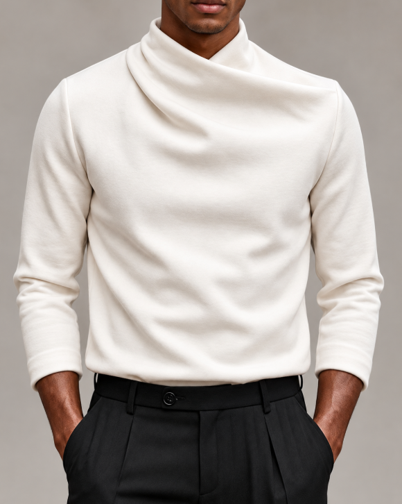 Top moderno de cuello alto cruzado