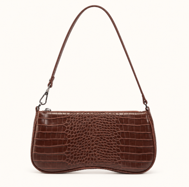 Bolso de hombro Eva - Cocodrilo marrón