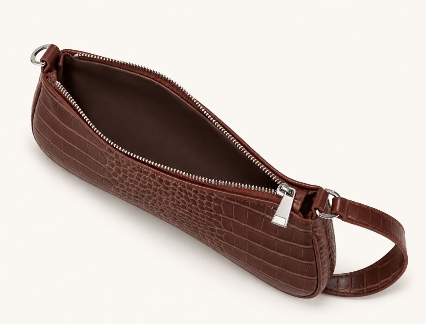Bolso de hombro Eva - Cocodrilo marrón