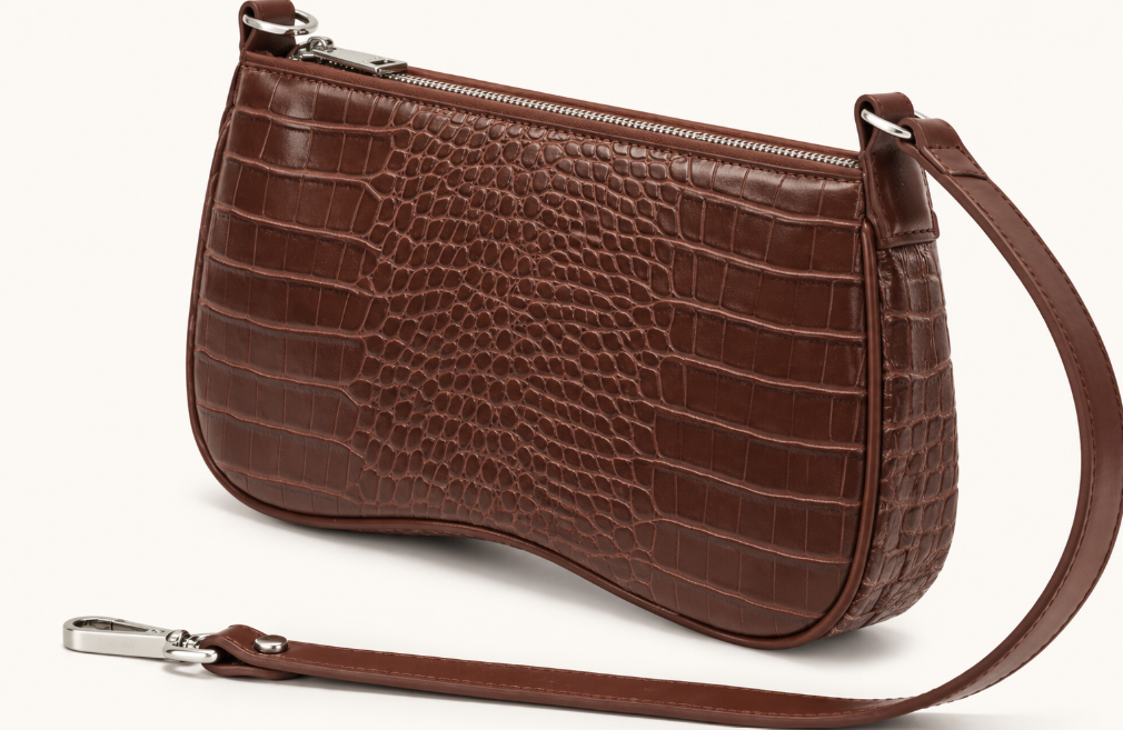 Bolso de hombro Eva - Cocodrilo marrón