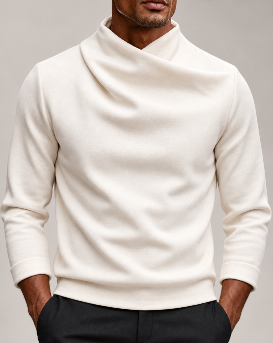 Top moderno de cuello alto cruzado