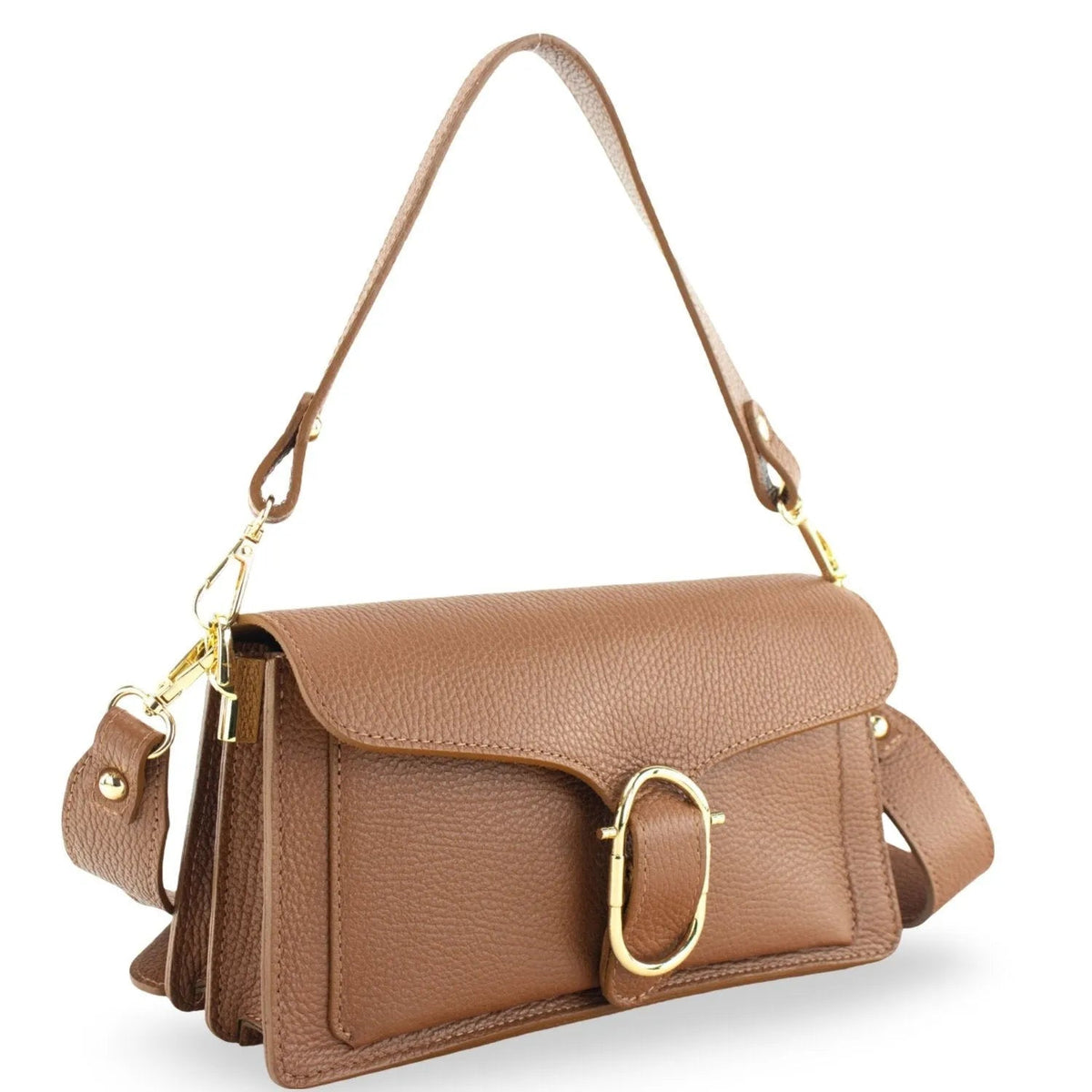 Bandolera Piel Pregato Fíbula Camel