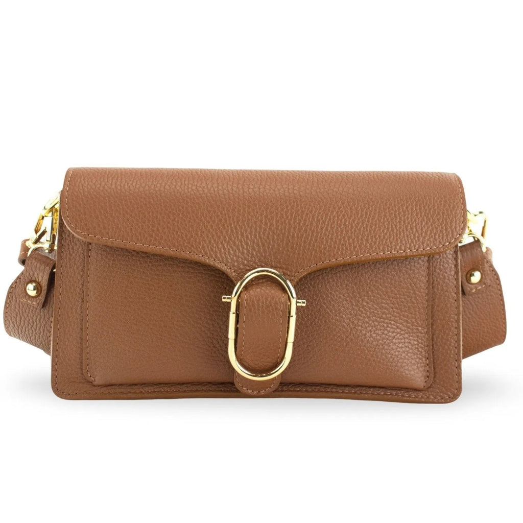 Bandolera Piel Pregato Fíbula Camel
