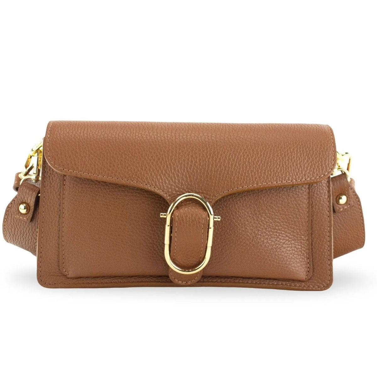 Bandolera Piel Pregato Fíbula Camel