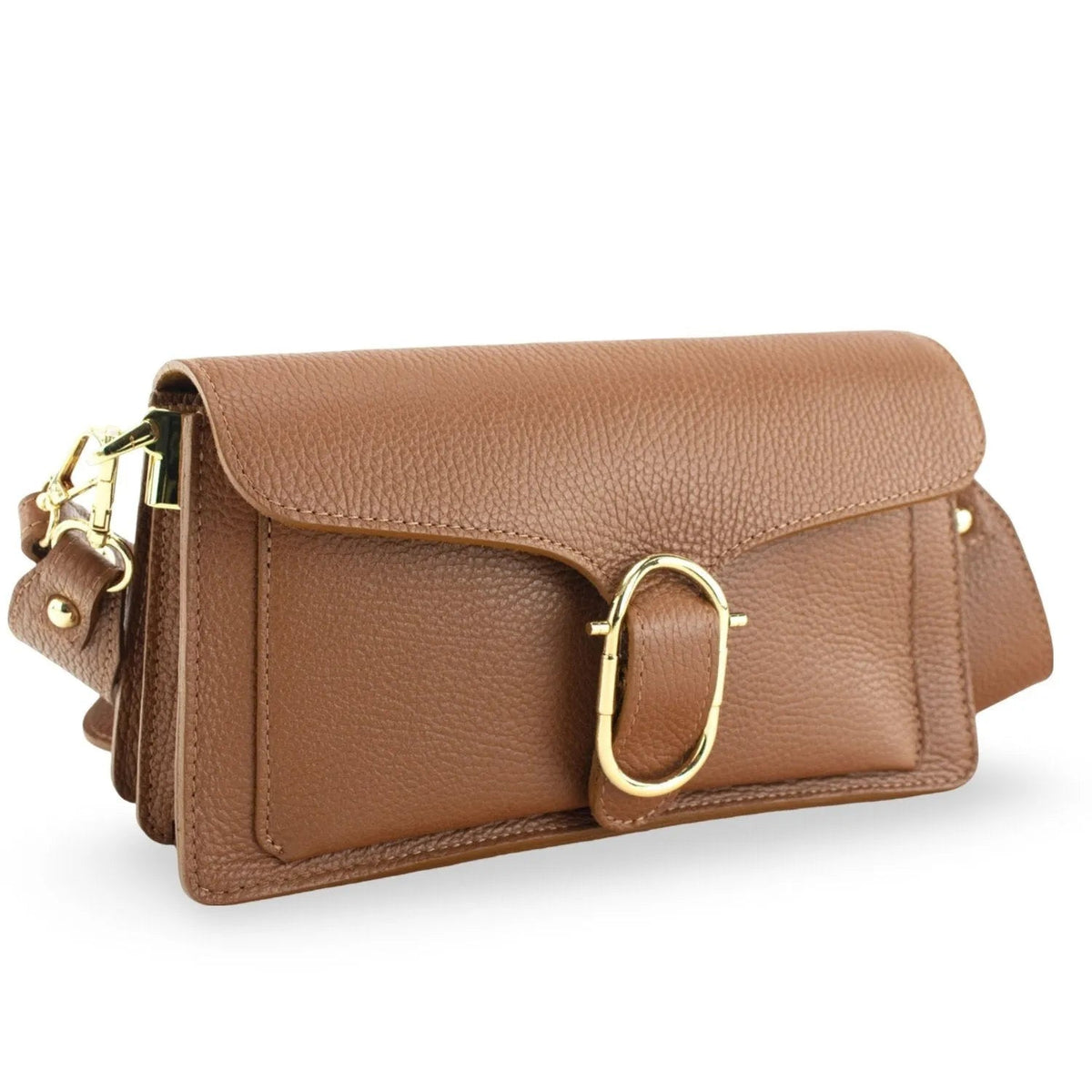 Bandolera Piel Pregato Fíbula Camel