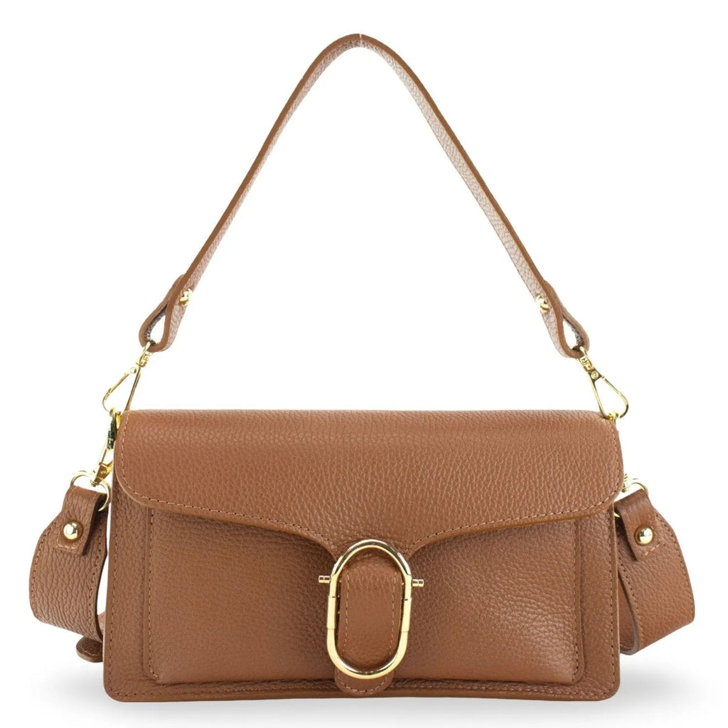 Bandolera Piel Pregato Fíbula Camel