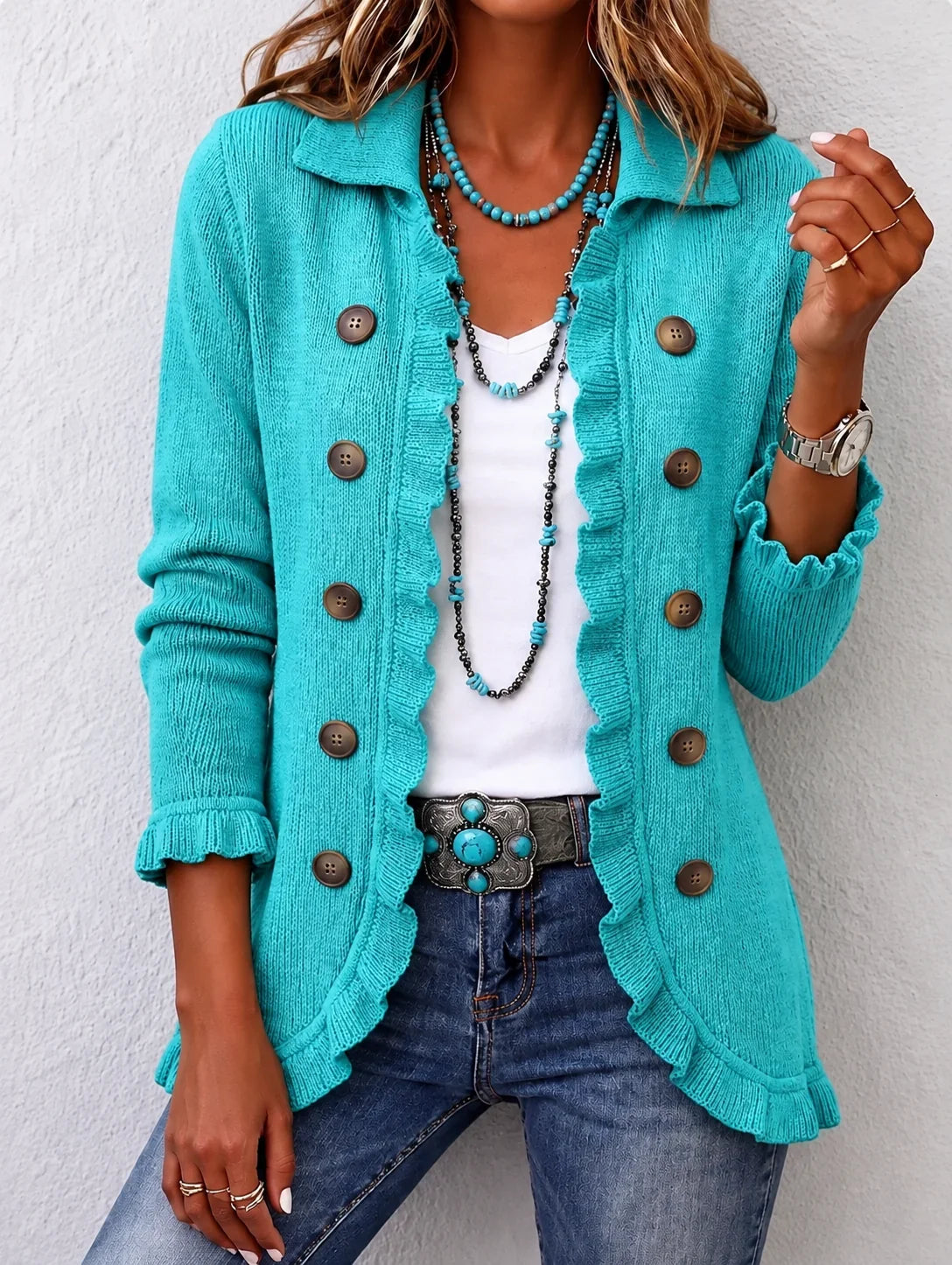 Paulina | Chaqueta de Punto Turquesa