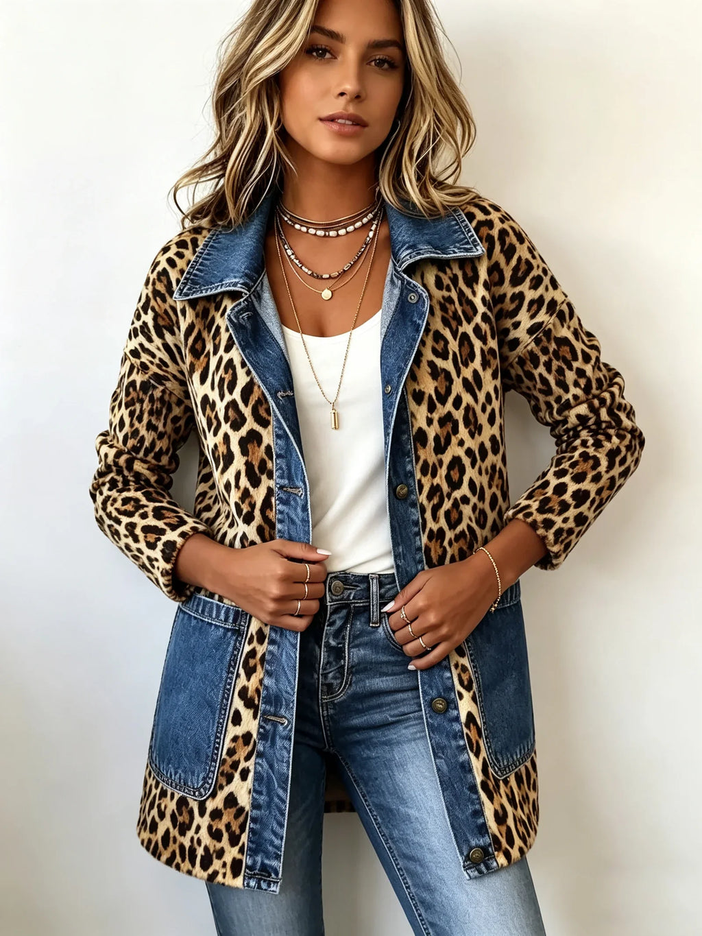 Nieves | Chaqueta Larga de Leopardo