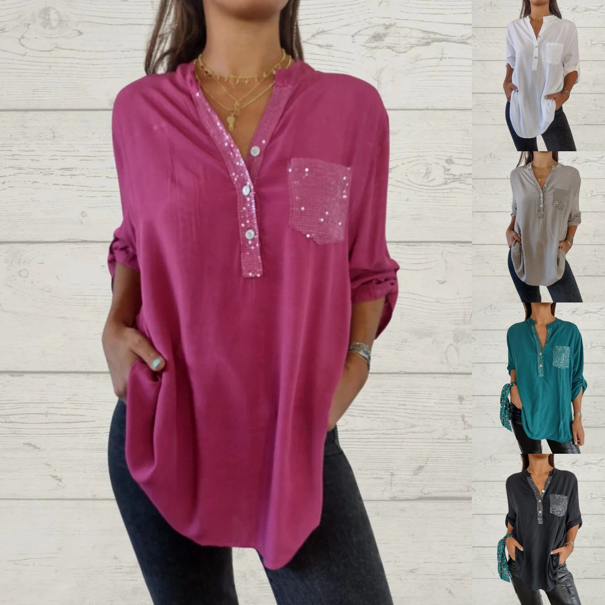 Camiseta de mujer con escote en V
