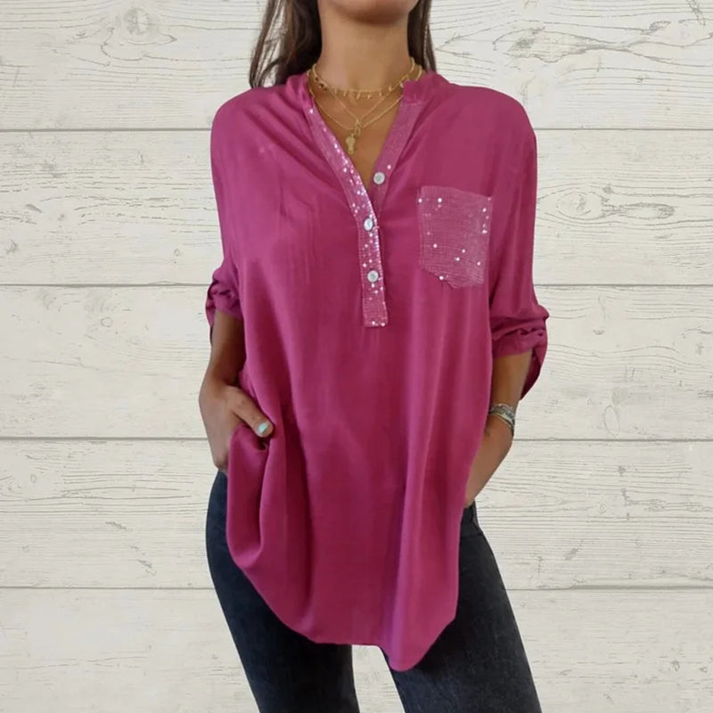 Camiseta de mujer con escote en V