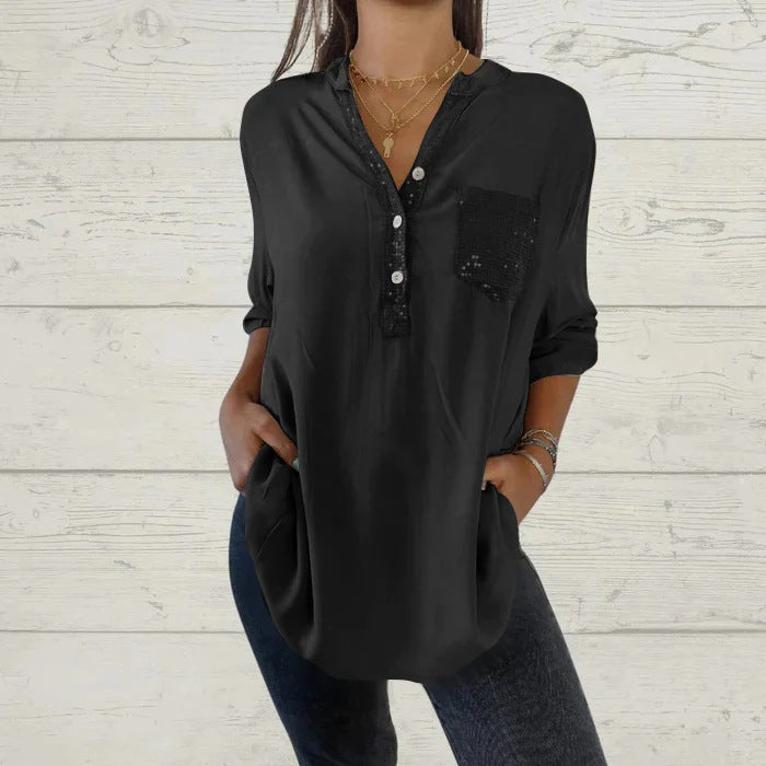 Camiseta de mujer con escote en V