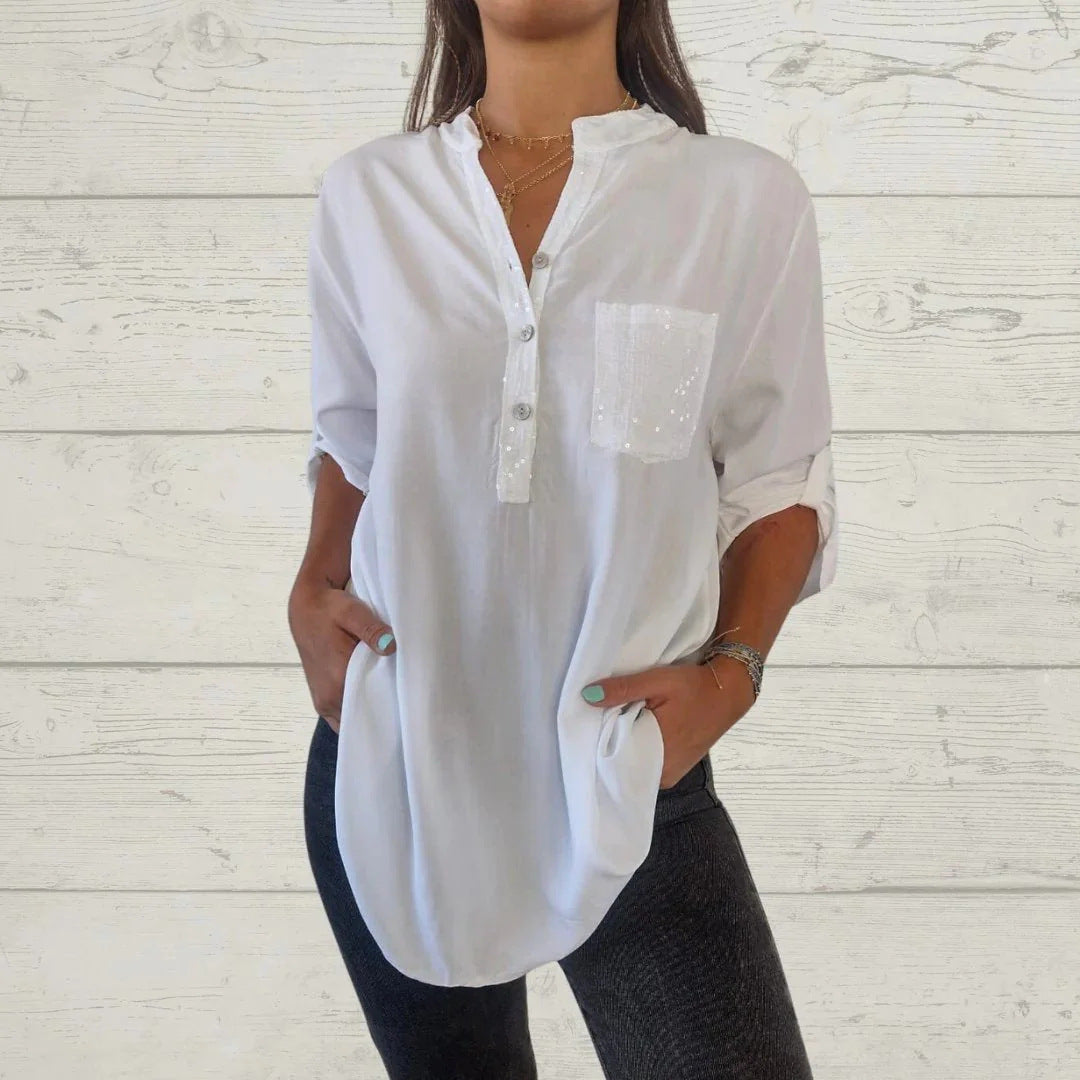 Camiseta de mujer con escote en V