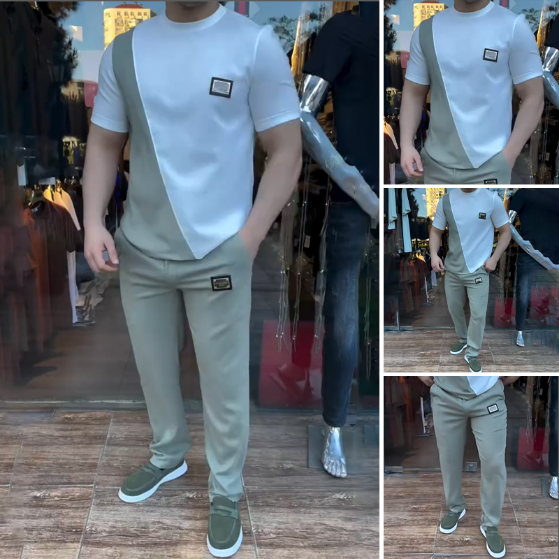 camiseta de cuello redondo y pantalón para hombre.